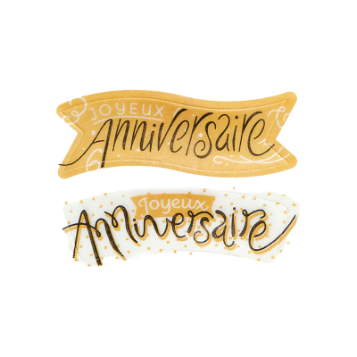 6 BANDEROLES JOYEUX ANNIVERSAIRE ASSORTI