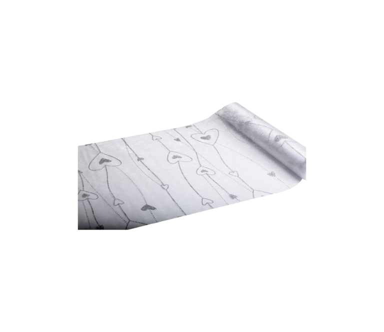 CHEMIN DE TABLE BLANC+COEURS 30CMSX5MTRS