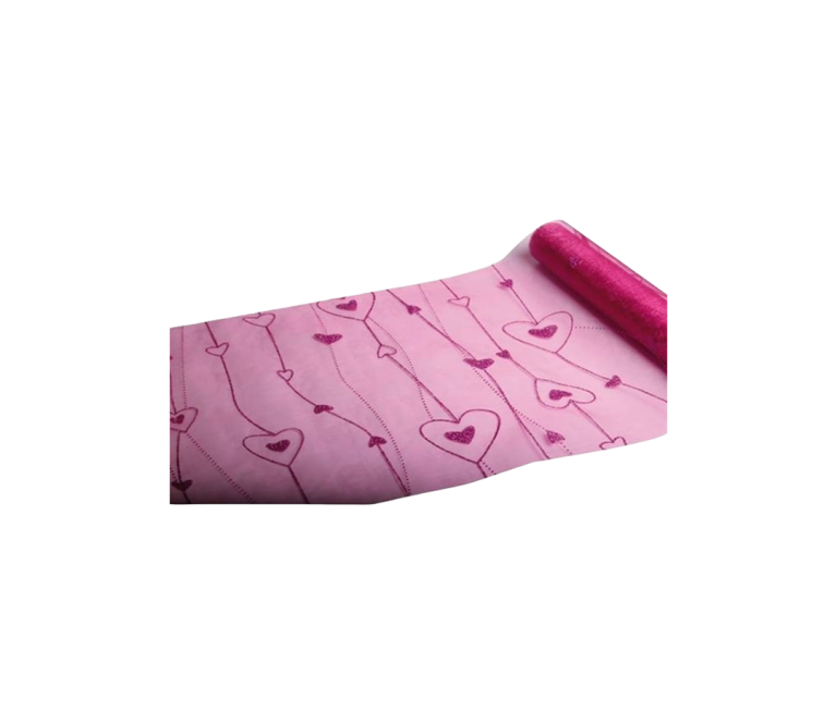 CHEMIN DE TABLE BLANC+COEURS 30CMSX5MTRS